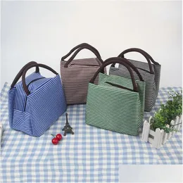 Borse per il pranzo Borsa per il pranzo a righe Borsa per idratazione in tessuto Oxford Borse termiche Mticolor Borsa termica per donna Borsa per la colazione Borsa da picnic portatile Dh1O7