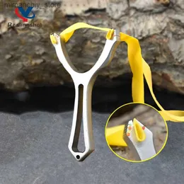 Hunting Slingshots Powerful Slingshot High Quality Stainss Steel Outdoor Hunting Bow Catapult with Flat Rubber Band Fun Toys Entertainment Tools Q231110