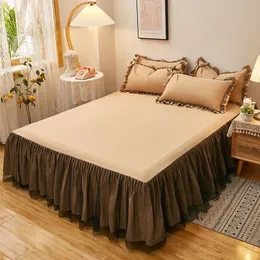 Spódnica łóżka bonenjoy 1 kawałek szyfonowy solidny khaki bedspread dekoracyjny arkusz/duży/duży 230410