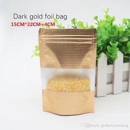 Темно -золотая фольга самостоятельная стенда Сумка Сумка для материала для упаковки продуктов питания в магазине украшения сумки на 100 упаковки