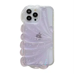 3D steroskopisk glitter transparent telefonfodral för iPhone 14 plus 13 11 12 Pro Max Luxury Clear Crystal Protective Coche stockproof Anti-Fall 1 st.