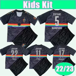 22 23 VFB Stuttgarts Kids Kit Soccer Jerseys Speciale editie Black Mavropanos J.Perea Haraguchi Fuhrich Child Suit voetbal shirts uniformen
