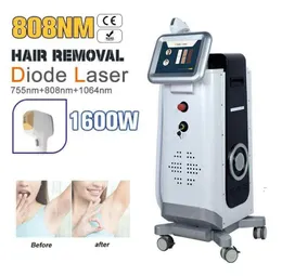 Máquina poderosa da remoção do cabelo do laser do diodo 808nm 1600 watts gelo 755nm 808nm 1064nmpainless máquina da beleza do rejuvenescimento da pele do laser do cabelo