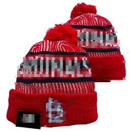 Men's Caps ST Cardinal Beanies BOSTON Hats All 32 Teams Knitted Cuffed Pom Striped Sideline Wool Warm USA College Sport Knit Hat Hockey Beanie Cap for Women's
