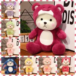 Bonecas de pelúcia rosa morango teddy contos de pelúcia animal urso com pano plushie bonito boneca macia dormir decoração travesseiro presentes das crianças 231109