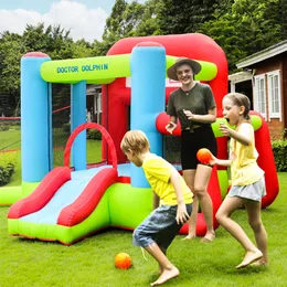 Outdoor Play Equipment For Schools Inflatable Moonwalk Soccer Sports Bounce House with Volleyball Net Football Goal Basketball Frame for Kids 2-12 Party Bouncer Toy