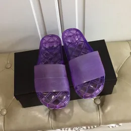 Clear Jelly Sandals Womens Transparent PVC Slides, Glossy Pool - Main Image