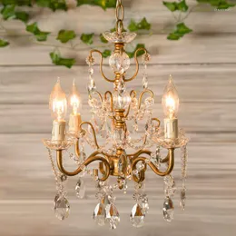 Lampy wiszące kutego żelaza retro kryształ żyrandol dupleks podłogi do salonu jadalnia sypialnia klasyczna lekka luksusowa świeca