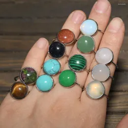 Cluster Rings Simple Natural Stone Finger Ring Multi-Color Round Set Opening Average Size Mother Gift Jewelry Accessories For Women