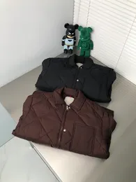 2023 New Men 's Diamond Checker Shirt Collar Down Coat 낮은 고급스러운 디자인 편안한 캐주얼 따뜻한 코트