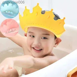 Duş başlıkları ayarlanabilir bebek duş şampuan kapağı taç yumuşak çocuklar, bebek kulağı koruma için saç banyo şapkası yıkama çocukları duş başlığı kapak231110