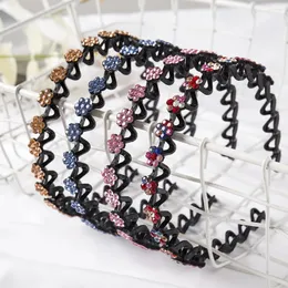 Hårklipp Fashion Flower Rhinestone Bangs pannband Non-Slip Elastic Hairbands Crystal Band Bow For Women Girl Accessories Headwear