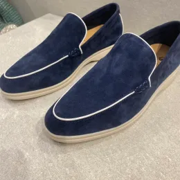 LP Piana par skor Summer Charms Walk Suede Loafers äkta läder Casual Slip på lägenheter för män Lyxiga designers Flat Dress Shoe Factory Factorwear