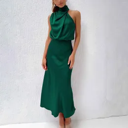 Casual Dresses In For Women 2023 Summer Beach Plus Size Long Formal Satin Dress Mock Neck Sleeveless Side Slit Flowy Maxi