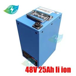 48V 25AH LITHIUM LI ION BATTERY PACK مدمج BMS قابلة لإعادة الشحن لـ 1500W BIKECLE BICYCLE E SCOOTER RICKSHAW EV+3A