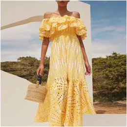 Basic Casual Dresses Sweetsince Lace Long Sleeve Dress Spring Summer Women Printed Ruffle Hem Fairy Beach Holiday Party Luxury Des Dhujl