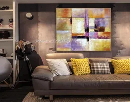 Paintings Arthyx Hand Painted Abstract Color Piece Grid Oil Painting On Canvas Modern Art Wall Picture For Living Room Home Decora1052695