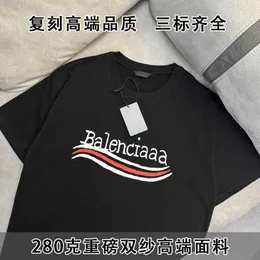 2023新しい女性の高品質のTシャツ春/夏23版コークスウェーブプリントスリーブルーズユニセックスカジュアルTシャツ