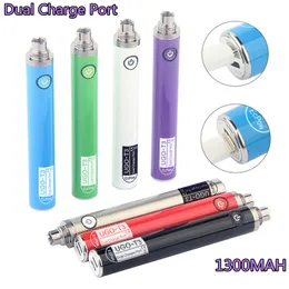 UGO T3 Förvärm variabel spänningsångbatteri E CIG Dual Charger Port Pen EGO T EVOD MICRO USB Vaporizer för tjockt oljevape 1300mAh