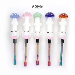 DHL Shipping 7 Styles Colorful smoking Glass and Stainless Steel Dabber Tools Vaporizer Dry Herb Dabbers Nail Concentrate Daber Banger Tools