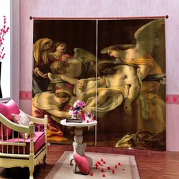 Perde Özel Avrupa Klasik Karakter Yağlı Boya 3D Perdeler Melek Po Baskı oturma odası yatak odası karartma perdeleri dekor