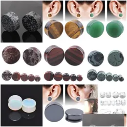 Plugs túneis alisouy 2pcs/lot medalhas de orelha de pedra brincos plugue túnel de pínte de piercing expansor jóias corporais 1721 q2 dhgarden dhntf