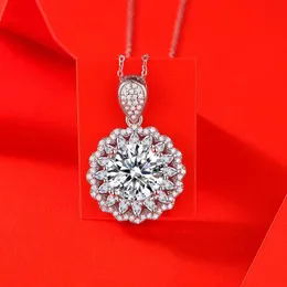 Pendant Necklaces Silver 5ct Moissanite Flower Necklace For Women White Gold Plated Iced Diamond Pass Test Collare JewelryPendant NecklacesP