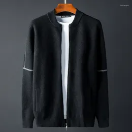 Camisolas masculinas Minglu Preto Stand Collar Sweater Homens Luxo Malha Cor Sólida Masculino Primavera Outono Slim Fit Homem Plus Size 4XL
