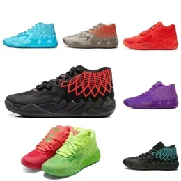 ボックスデザイナーのLuxur Basketball Shoesトレーナースポーツスニーカーブラストバズシティロックリッジレッドラメロボール1 MB.01女性UFOクイーンシティリックan