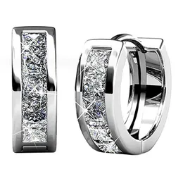 Orecchini a polsino dell'orecchio di moda semplice di lusso Jewely 925 Sterling Silver Princess Cut bianco 5A zircone cubico CZ diamante partito donne clip di nozze orecchino per il regalo dell'amante