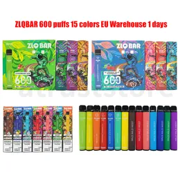 E Cigarettes ZLQ BAR 600puffs Prefilled Disposable Device cigarette electronique vapes disposable puff 550mah 2% 0% 15colors randm 600