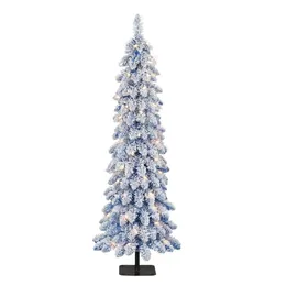 Decorazioni natalizie 4 Ft PreLit Floccato Blu Artificiale Matita Alpina Albero Anno Decor Decorazione Cristmas 2024 Alberi Pini 231110