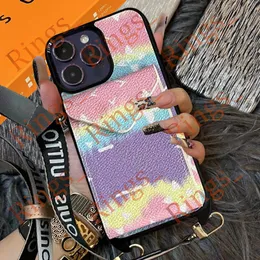 Designer Phone Case for iPhone 15 14 Pro Max LU Crossbody Card Wallet Strong Connection Hi Quality Purse 18 17 16 15pro 14pro 13pro 12pro 13 12 Luxury Cases with Logo Box