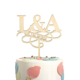 기타 이벤트 파티 용품 개인화 된 Mrs Wedding Cake Toppers Acrylic Wooden Custom Name 및 Date Happy Birthday Decoration 230410