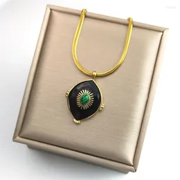 Pingente colares vintage elegante pedra das mulheres de aço inoxidável coreano cor ouro acessórios para meninas jóias presente collier femme ngps04