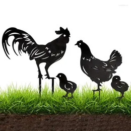Trädgårdsdekorationer Chicken Yard Art Metal Stakes 4st Insert Animal Silhouette för Park Walkway Patio