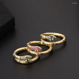 Cluster Ringe Exquisite Persönlichkeit Schlangenförmige Farbige Zirkon Ring Für Frauen Cocktail Party Eröffnung Schmuck Zubehör