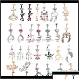 Nabel-Klingel-Knopf-Ring-Großhandelsmischungs-Art-Bauch-Körper-Piercing 20Pcs baumeln Ring-Strand-Schmucksachen Cluic-Tropfen-Lieferung Dhvsa