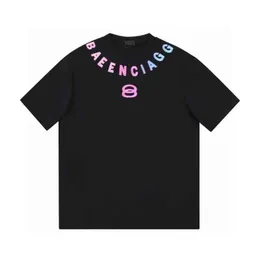 Balencaigashirt正しいデザイナーとテスト済みバージョン2023夏の新しいBハウスグラジエントホットターン刺繍文字男性と女性の半袖Tシャツ