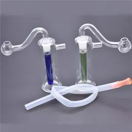 Proteable 8cm Amber/Blue/Green Billiga 10mm glasoljebrännare Rig Bong Billiga mini Glass Downstem Rökning Vatten Glass Bong