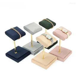 Jewelry Pouches Watch Bracelet Display Props Velvet Leather Metal Creative Support Table Stand