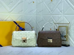 Geflochtene Designer-Croisette-Handtasche: Damier Azur Canvas-Leder-Geldbörse mit Henkel für Damen – klassischer Schulter-Crossette-Stil