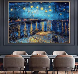 Van Gogh berühmtes Gemälde, Reproduktion auf Leinwand, Sternennacht über der Rhone, Poster und Drucke, impressionistische Wandkunst, Dekor, Bild 4296948