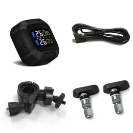 Bilmotorcykeldäck Alarm 2 Extern sensor Moto TPMS System Extern Digital LCD Monitor Safety Alarm