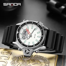 Andra klockor Sanda Fashion Sport Men's Watch Casual Style Men Military Quartz Wristwatch Diver S Shock Man Relogio Masculino 3008 231110