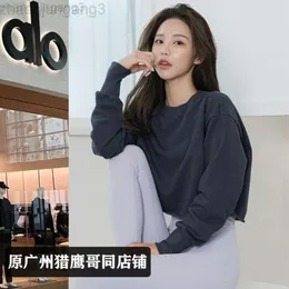 Desginer Aloo Yoga Tops Fitness Top Short Loose Sweater Women's Sports Dance Long Sleeve T-shirt Over Cover