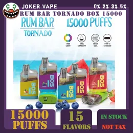 Original QST Rum Bar Tornado Box 15000 Puffs Disponible Vape Pen 16 Flavor E- Cigarett Vape Mesh Coil RGB Lätt som blinkar Europen Market i lager