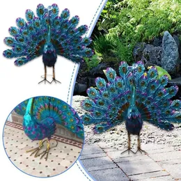 Garden Decorations Metal Peacock Statues Standing Posture Figurine Decorative Yard Art Sculpture For Patio Backyard Pond Outdoor Decor Y1M8