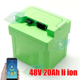 Portable 48V 20ah li ion Battery Pack مع Bluetooth BMS للدراجة الكهربائية 1200W Citycoco Scooter Ebike+3A Charger