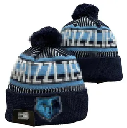 Men's Caps Grizzlies Beanies Memphis Beanie Hats All 32 Teams Knitted Cuffed Pom Striped Sideline Wool Warm USA College Sport Knit hat Hockey Cap For Women's a